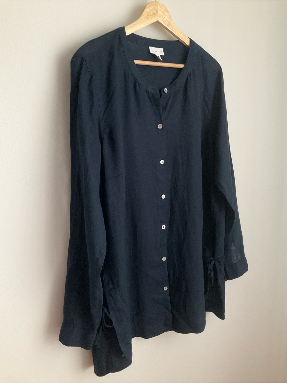 J. Jill Love Linen Navy Blue Button Down Tunic Shirt Size Small - Picture 3 of 9